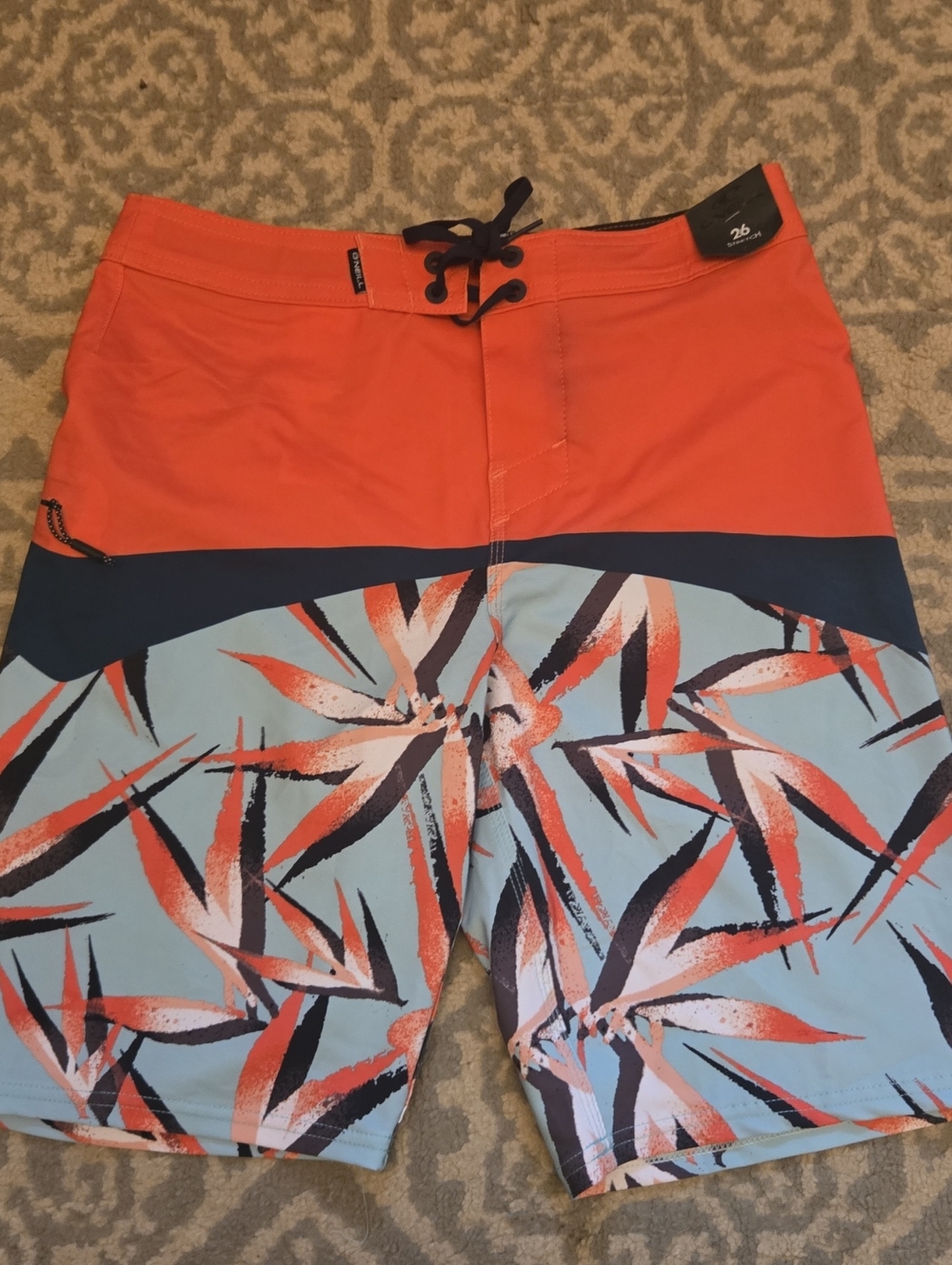 Boys Orange & Light Blue Tropical Board Shorts